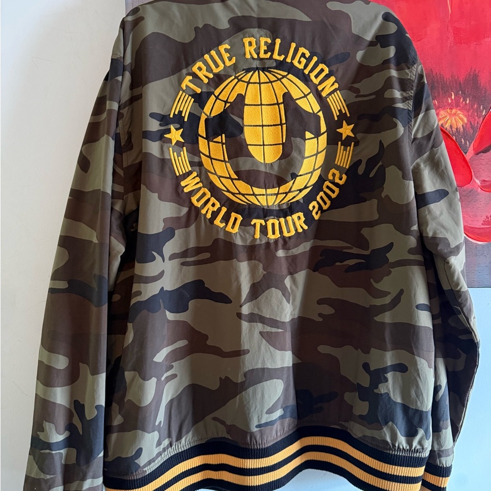 True Religion Jacket Mens 3XL Brown Camo Long Sleeve Full Zip World Tour 2002